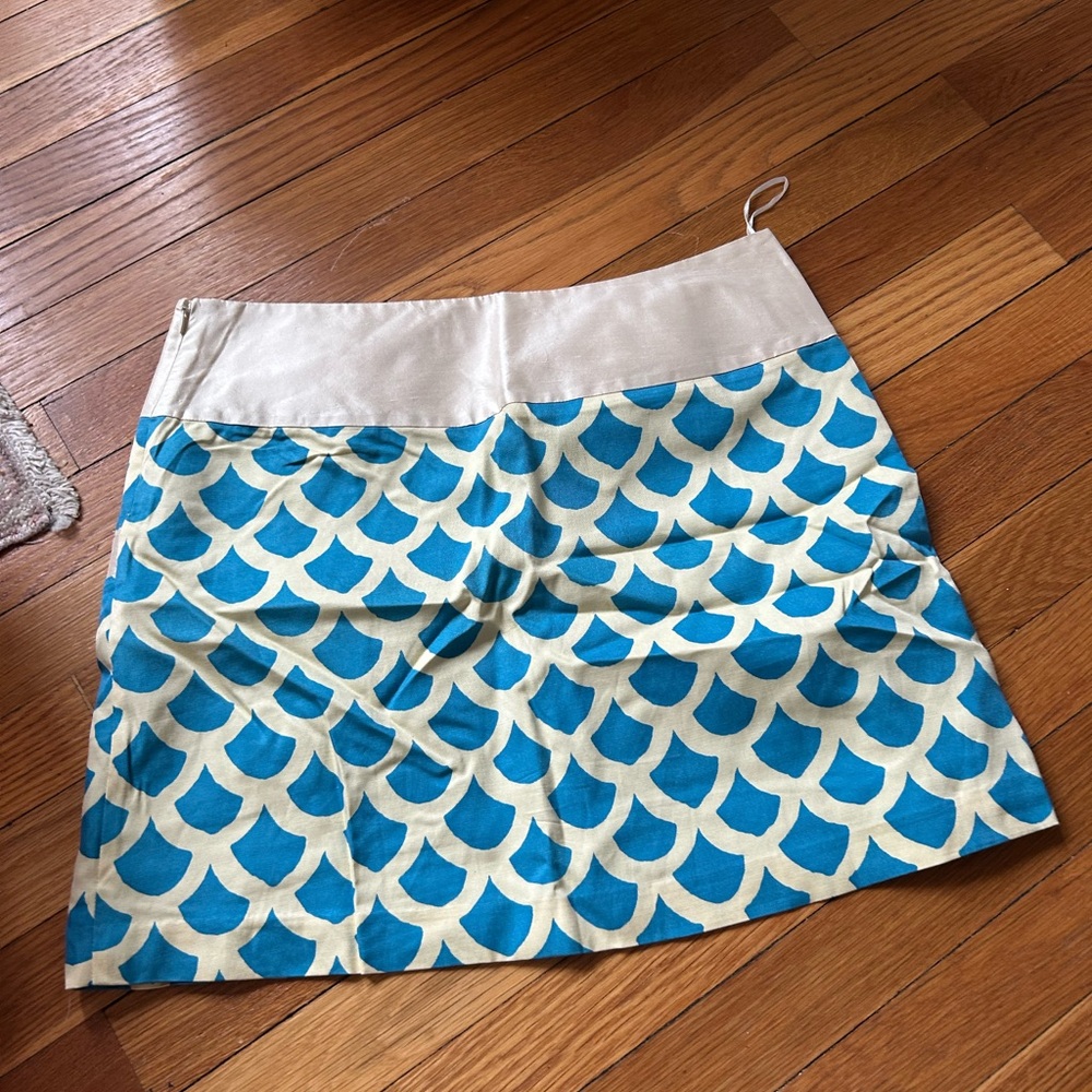 CK Bradley Blue and Cream Patterned Skirt